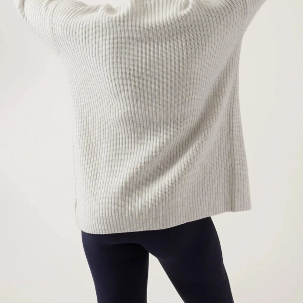 ATHLETA Azalea Merino Wool/Cashmere Blend Sweater, Oatmeal Ivory, Size XS - Picture 2 of 5